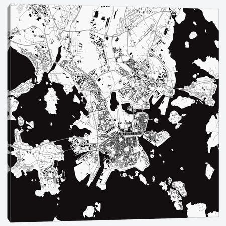 Helsinki Urban Map (White) Canvas Print #ESV143} by Urbanmap Canvas Artwork