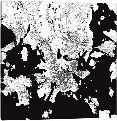 Helsinki Urban Map (White) Canvas Art Print - Urbanmap