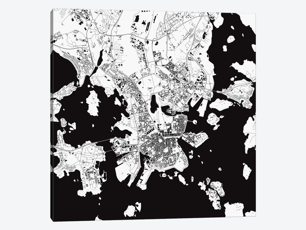 Helsinki Urban Map (White) by Urbanmap 1-piece Canvas Print