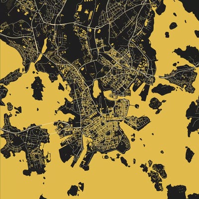 Helsinki Urban Map (Yellow) by Urbanmap canvas print