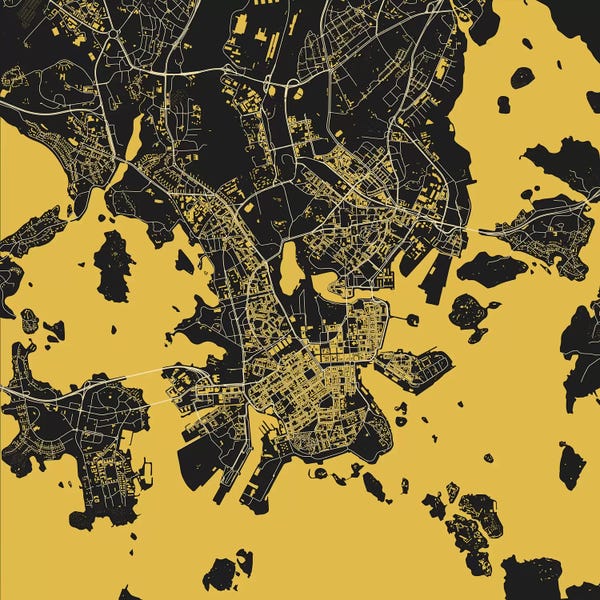 Abstract: Helsinki Urban Map (Yellow) by Urbanmap