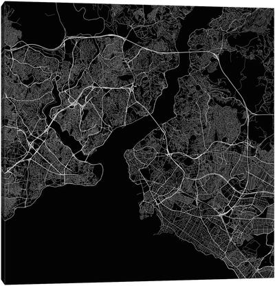 Istanbul Urban Roadway Map (Black) Canvas Art Print - Urbanmap
