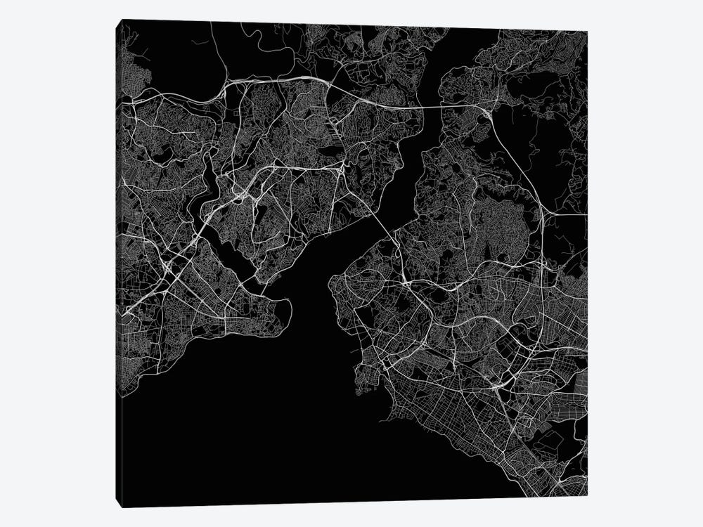 Istanbul Urban Roadway Map (Black) by Urbanmap 1-piece Art Print