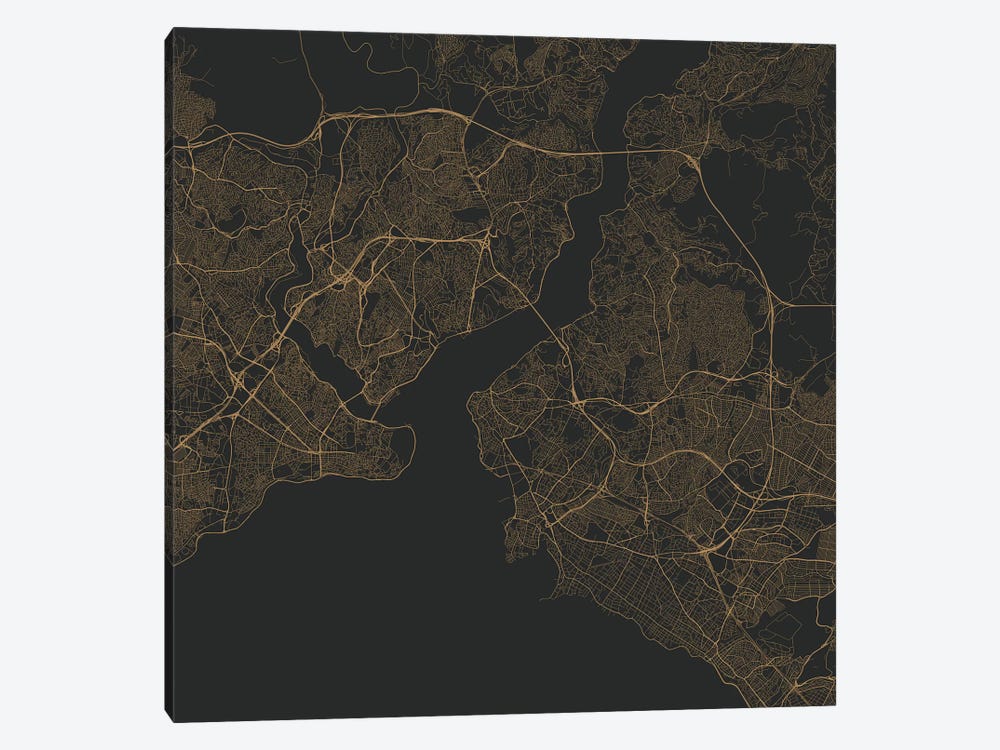 Istanbul Urban Roadway Map (Gold) by Urbanmap 1-piece Art Print