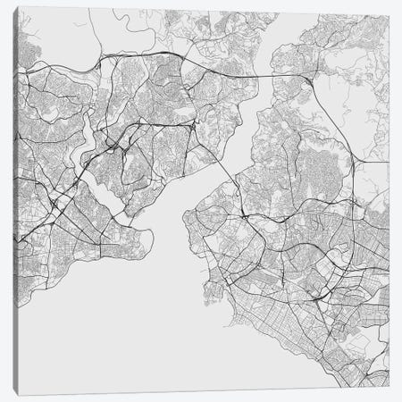 Istanbul Urban Roadway Map (White) Canvas Print #ESV152} by Urbanmap Canvas Art Print