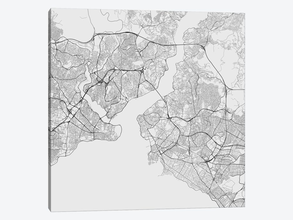 Istanbul Urban Roadway Map (White) by Urbanmap 1-piece Art Print