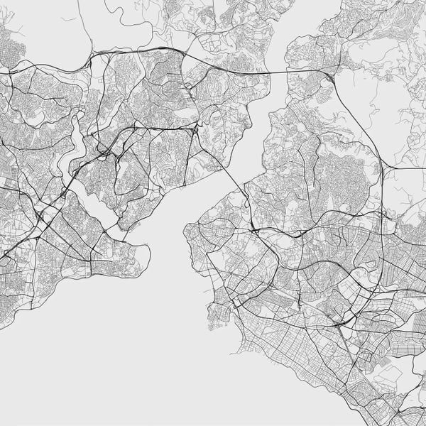 Abstract: Istanbul Urban Roadway Map (White) by Urbanmap