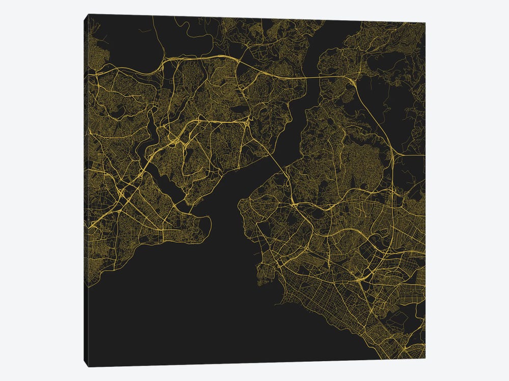 Istanbul Urban Roadway Map (Yellow) 1-piece Canvas Art