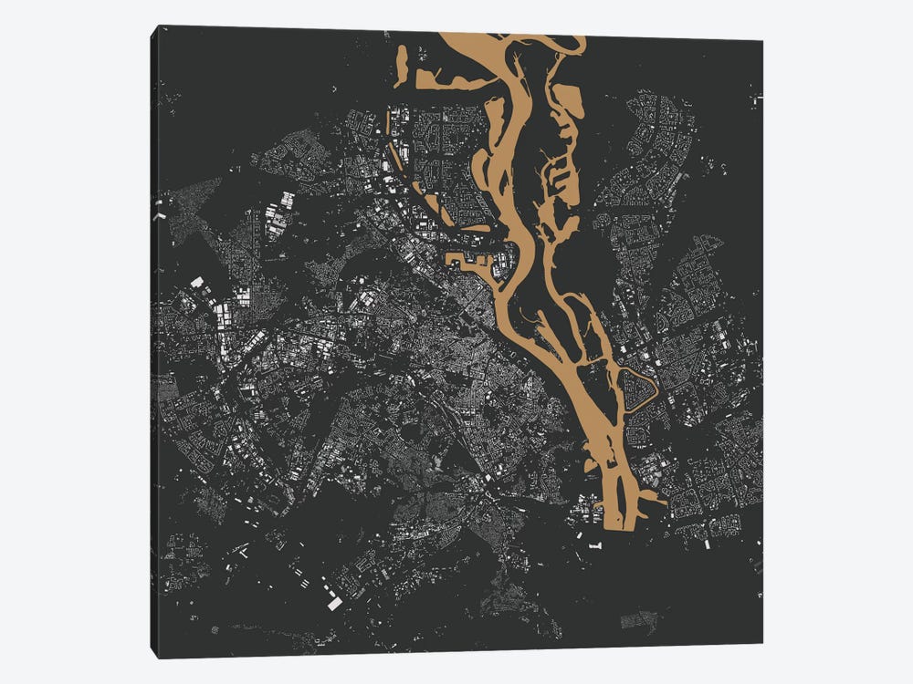 Kyiv Urban Map (Gold) by Urbanmap 1-piece Art Print