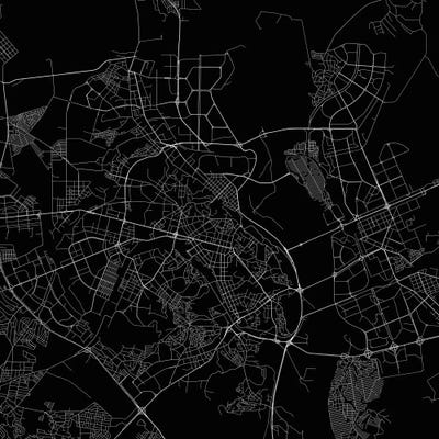 Kyiv Urban Roadway Map (Black) by Urbanmap art print