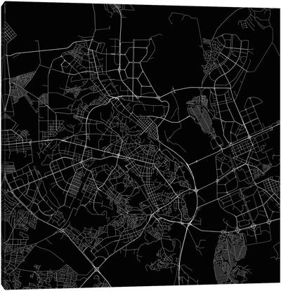 Kyiv Urban Roadway Map (Black) Canvas Art Print - Industrial Décor