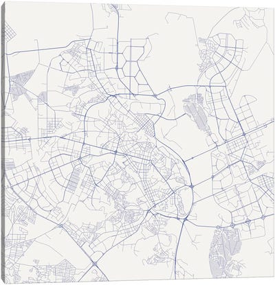 Kyiv Urban Roadway Map (Blue) Canvas Art Print - Industrial Décor
