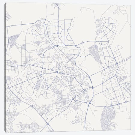 Kyiv Urban Roadway Map (Blue) Canvas Print #ESV164} by Urbanmap Canvas Print
