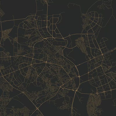 Kyiv Urban Roadway Map (Gold) by Urbanmap art print
