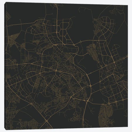 Kiev Urban Roadway Map (Gold) Canvas Print #ESV165} by Urbanmap Art Print