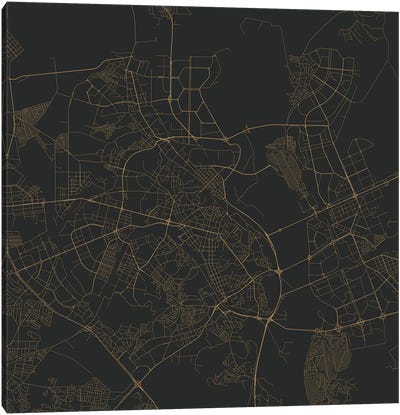 Kyiv Urban Roadway Map (Gold) Canvas Art Print - Ukraine Art