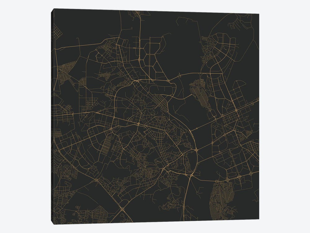 Kyiv Urban Roadway Map (Gold) by Urbanmap 1-piece Art Print