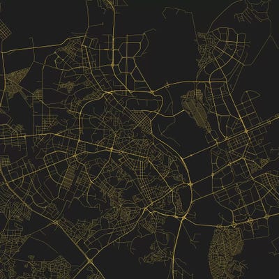 Kyiv Urban Roadway Map (Yellow) by Urbanmap art print