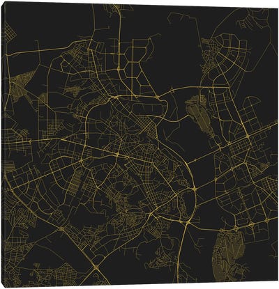 Kyiv Urban Roadway Map (Yellow) Canvas Art Print - Industrial Décor