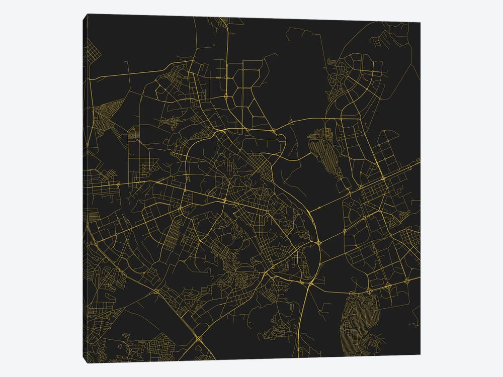 Kyiv Urban Roadway Map (Yellow) by Urbanmap 1-piece Canvas Artwork