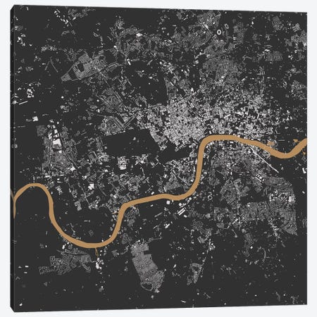 London Urban Map (Black & Gold) Canvas Print #ESV172} by Urbanmap Art Print