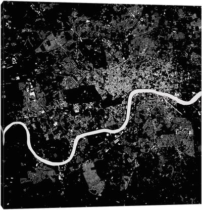 London Urban Map (Black) Canvas Art Print