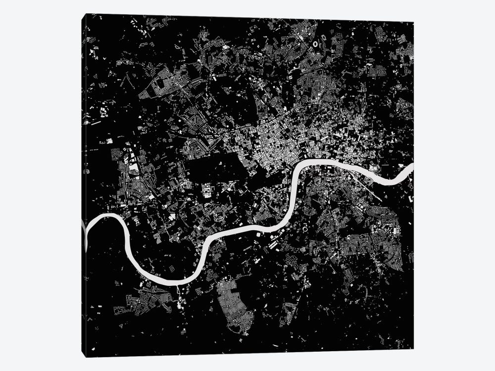 London Urban Map (Black) by Urbanmap 1-piece Canvas Artwork