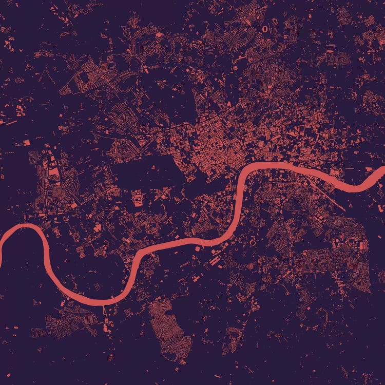 London Urban Map (Purple Night)