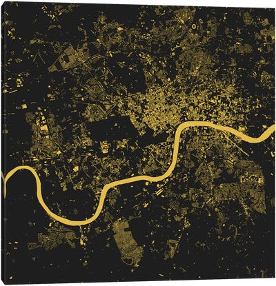 London Urban Map (Yellow) Canvas Art Print - London Maps