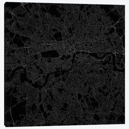 London Urban Roadway Map (Black) Canvas Print #ESV181} by Urbanmap Canvas Art