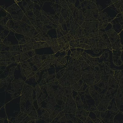 London Urban Roadway Map (Yellow) by Urbanmap canvas print
