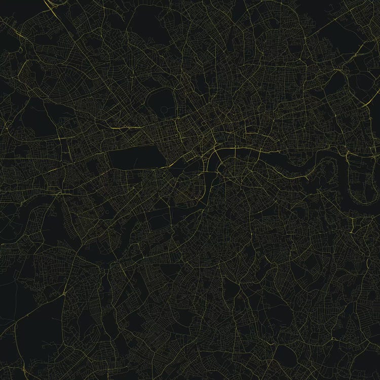 London Urban Roadway Map (Yellow) by Urbanmap wall art