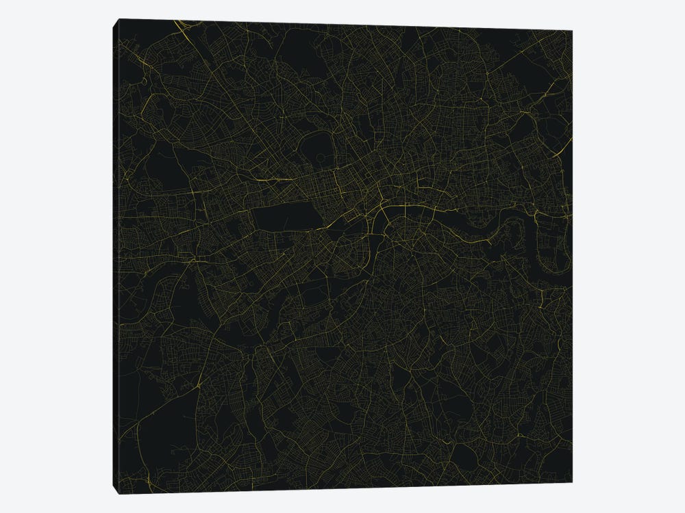 London Urban Roadway Map (Yellow) by Urbanmap 1-piece Art Print