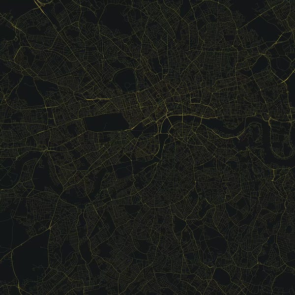London Maps: London Urban Roadway Map (Yellow) by Urbanmap