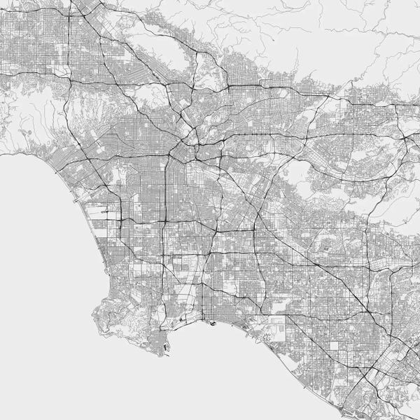 Maps: Los Angeles Urban Roadway Map (White) by Urbanmap