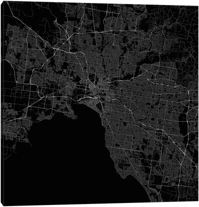 Melbourne Urban Roadway Map (Black) Canvas Art Print - Melbourne