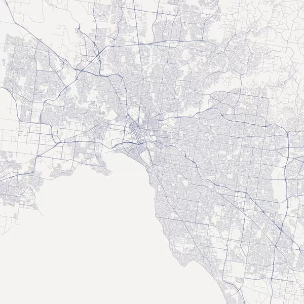 Abstract: Melbourne Urban Roadway Map (Blue) by Urbanmap