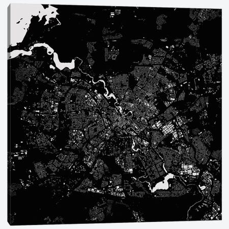 Minsk Urban Map (Black) Canvas Print #ESV208} by Urbanmap Canvas Print