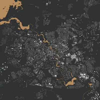 Minsk Urban Map (Gold) by Urbanmap canvas print