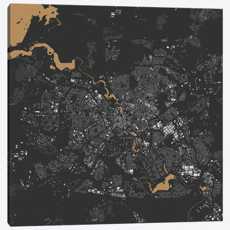 Minsk Urban Map (Gold) Canvas Print #ESV210} by Urbanmap Canvas Artwork