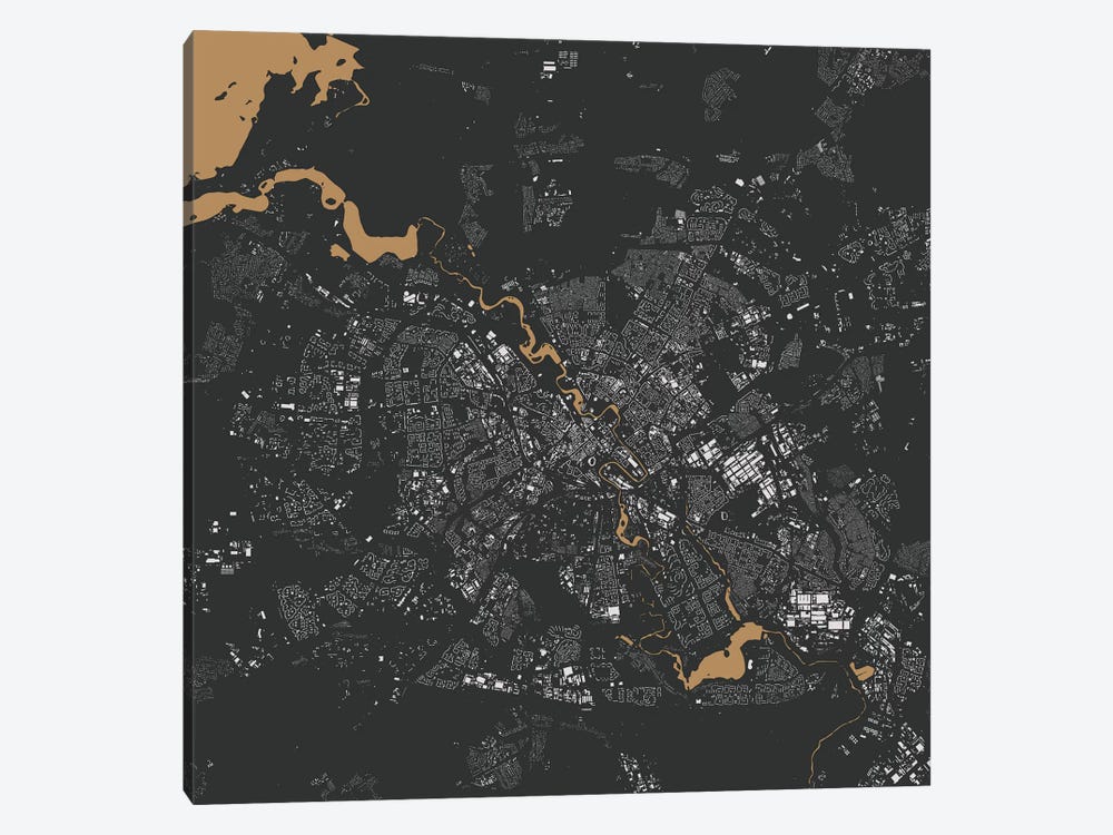 Minsk Urban Map (Gold) 1-piece Canvas Print