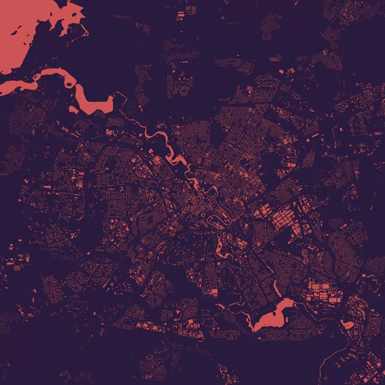 Minsk Urban Map (Purple Night)