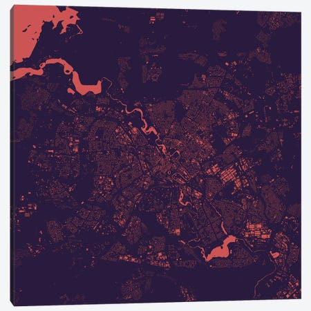 Minsk Urban Map (Purple Night) Canvas Print #ESV213} by Urbanmap Canvas Artwork