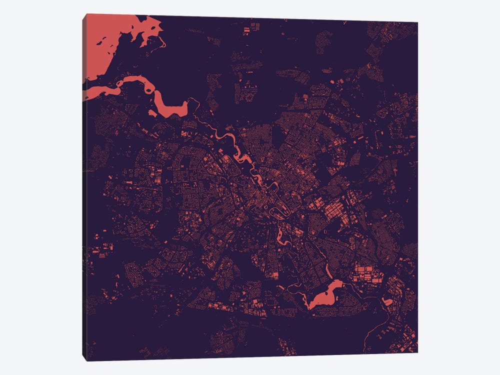 Minsk Urban Map (Purple Night) by Urbanmap 1-piece Canvas Art