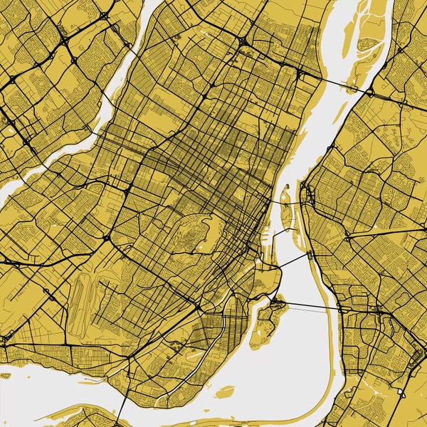 Quebec: Montreal Urban Roadway Map (Yellow) by Urbanmap
