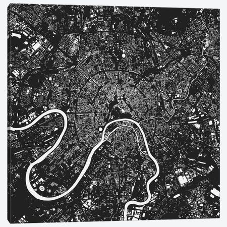Moscow Urban Map (Black) Canvas Print #ESV227} by Urbanmap Canvas Wall Art