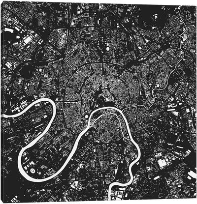 Moscow Urban Map (Black) Canvas Art Print - Urbanmap