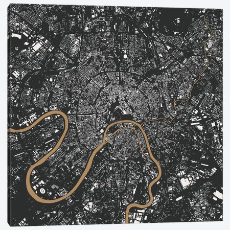 Moscow Urban Map (Gold) Canvas Print #ESV229} by Urbanmap Art Print