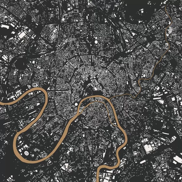 Russia: Moscow Urban Map (Gold) by Urbanmap