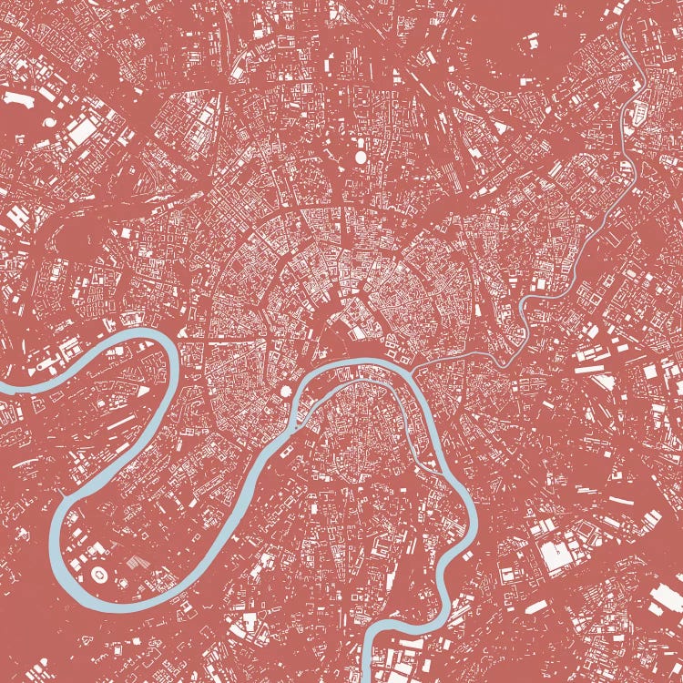 Moscow Urban Map (Pink) by Urbanmap wall art